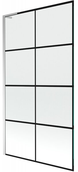 Mexen Next L, 1 szárnyas kádparaván 100 x 150 cm, 6mm átlátszó üveg-fekete mintás, króm profil, 895-100-000-03-77-01