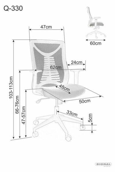 Q-330R Ergonomikus Hálós Forgószék Fekete