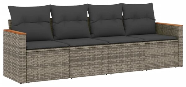 4 részes szürke polyrattan kerti ülőgarnitúra párnákkal
