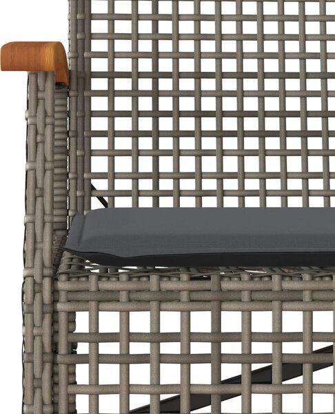 3 részes szürke polyrattan kerti étkezőgarnitúra párnával
