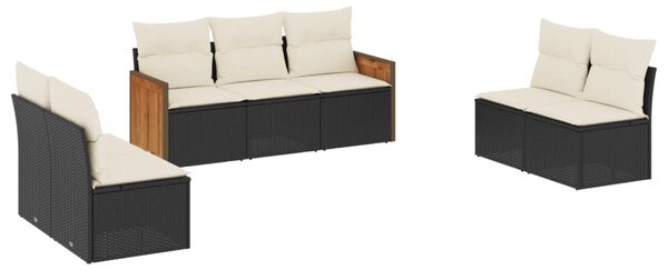 7 részes fekete polyrattan kerti ülőgarnitúra párnával