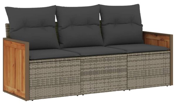 3 részes szürke polyrattan kerti ülőgarnitúra párnákkal