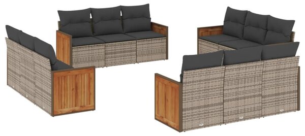 12 részes szürke polyrattan kerti ülőgarnitúra párnákkal