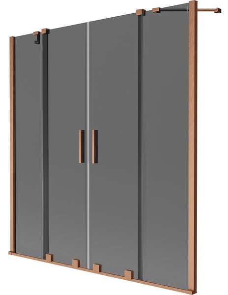 Mexen Velar Duo, 2 szárnyas eltolható kádparaván 140 x 150 cm, 8mm szürke üveg, rézmatt, 896-140-000-42-65