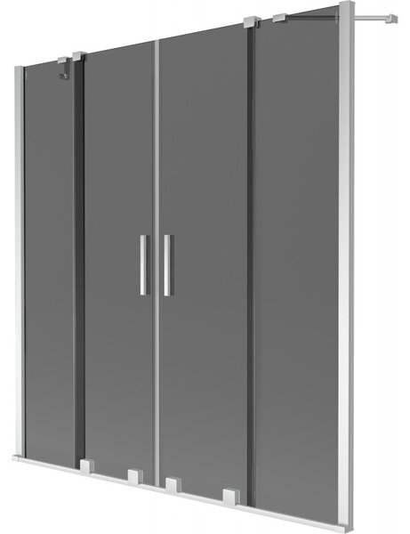 Mexen Velar Duo, 2 szárnyas eltolható kádparaván 160 x 150 cm, 8mm szürke üveg, króm profil, 896-160-000-42-01