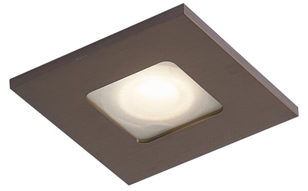 Modern süllyesztett spotlámpa sötét bronz négyzet IP44 - Qure