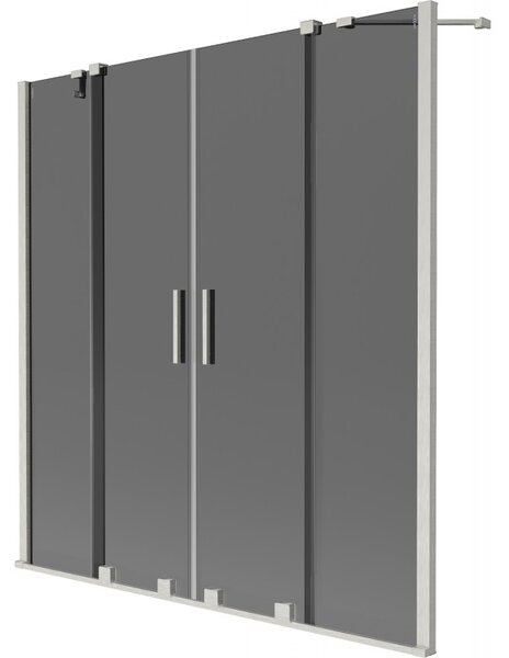 Mexen Velar Duo, 2 szárnyas eltolható kádparaván 140 x 150 cm, 8mm szürke üveg, csiszolt acél, 896-140-000-42-97