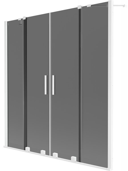Mexen Velar Duo, 2 szárnyas eltolható kádparaván 160 x 150 cm, 8mm szürke üveg, fehér profil, 896-160-000-42-20