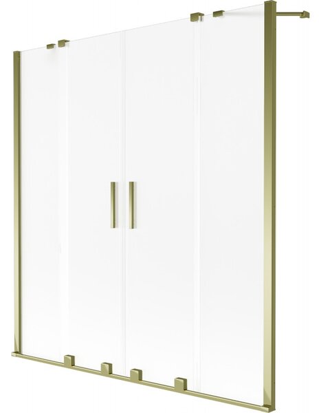 Mexen, Mexen Velar Duo 2 szárnyú eltolható kádparaván 140 x 150 cm, fagy, arany - 896-140-000-32-50