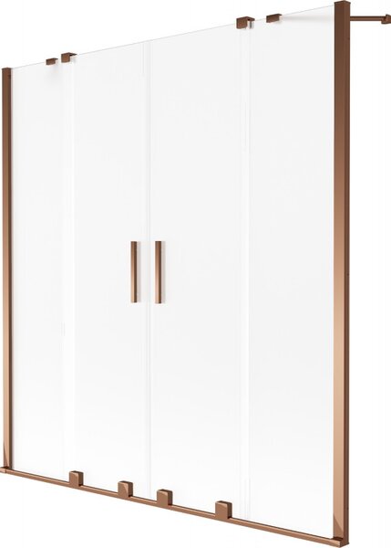 Mexen, Mexen Velar Duo 2 szárnyú eltolható kádparaván 160 x 150 cm, fagy, rózsarany - 896-160-000-32-60