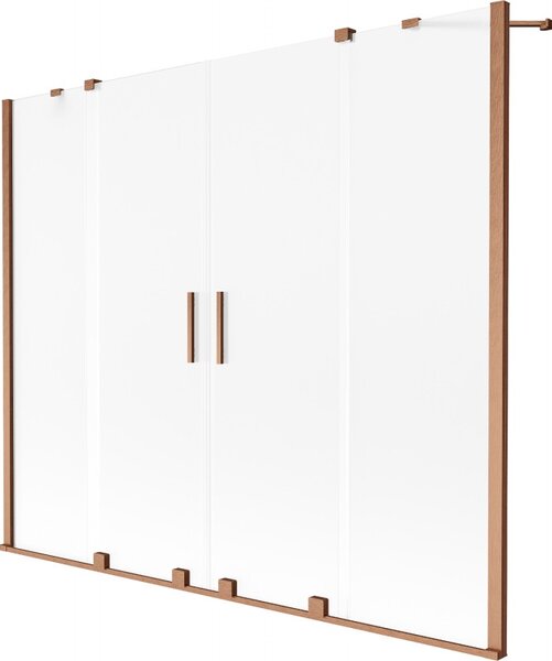 Mexen Velar Duo, 2 szárnyas eltolható kádparaván 180 x 150 cm, 8 mm-es mattüveg, rézmatt, 896-180-000-32-65