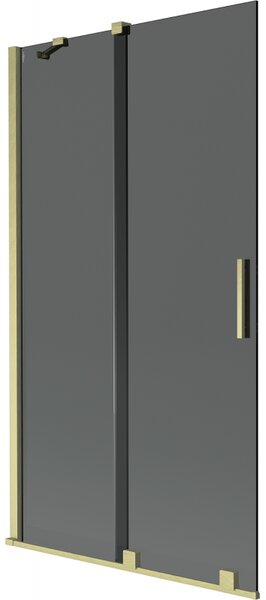Mexen Velar, 2 szárnyas eltolható kádparaván 100 x 150 cm, 8mm szürke üveg, arany matt, 896-100-000-41-55