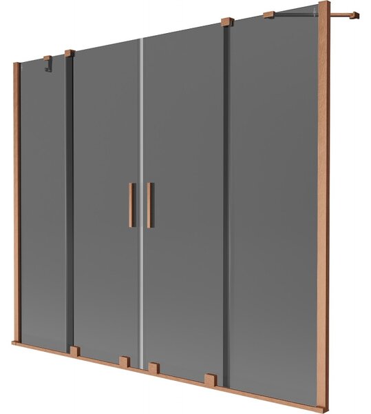 Mexen Velar Duo, 2 szárnyas eltolható kádparaván 180 x 150 cm, 8mm szürke üveg, rézmatt, 896-180-000-42-65