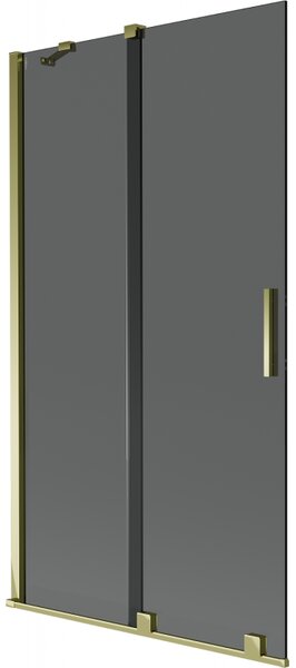 Mexen Velar, 2 szárnyas eltolható kádparaván 100 x 150 cm, 8mm szürke üveg, arany fényes, 896-100-000-41-50