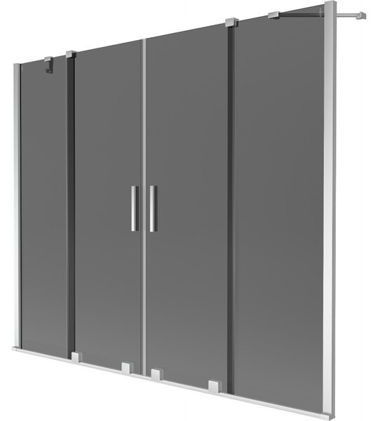 Mexen Velar Duo, 2 szárnyas eltolható kádparaván 180 x 150 cm, 8mm szürke üveg, króm, 896-180-000-42-01
