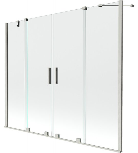 Mexen Velar Duo, 2 szárnyas eltolható kádparaván 180 x 150 cm, 8mm átlátszó üveg, csiszolt acél, 896-180-000-02-97
