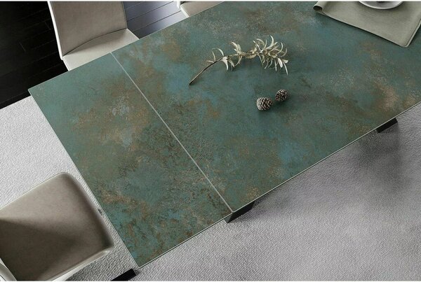 Salvadore Ceramic Kihúzható Étkezőasztal Edzett Üveg Türkiz Ossido Verde
