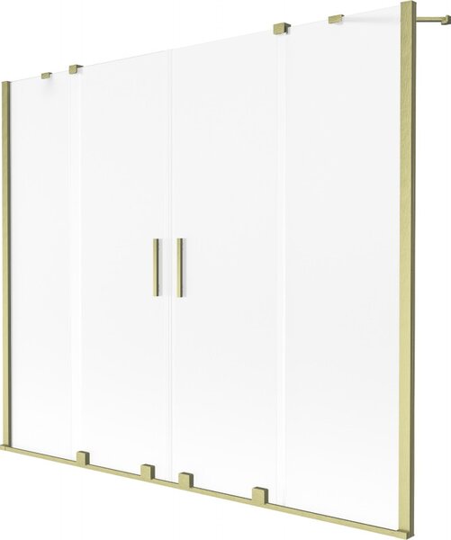 Mexen Velar Duo, 2 szárnyas eltolható kádparaván 180 x 150 cm, 8 mm mattüveg, arany matt, 896-180-000-32-55