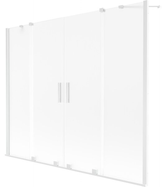 Mexen Velar Duo, 2 szárnyas eltolható kádparaván 180 x 150 cm, 8 mm mattüveg, fehér matt, 896-180-000-32-20