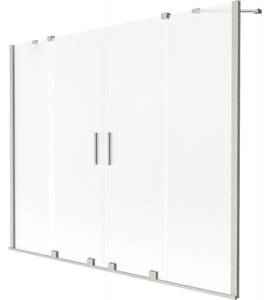 Mexen Velar Duo, 2 szárnyas eltolható kádparaván 180 x 150 cm, 8 mm-es mattüveg, csiszolt acél, 896-180-000-32-97