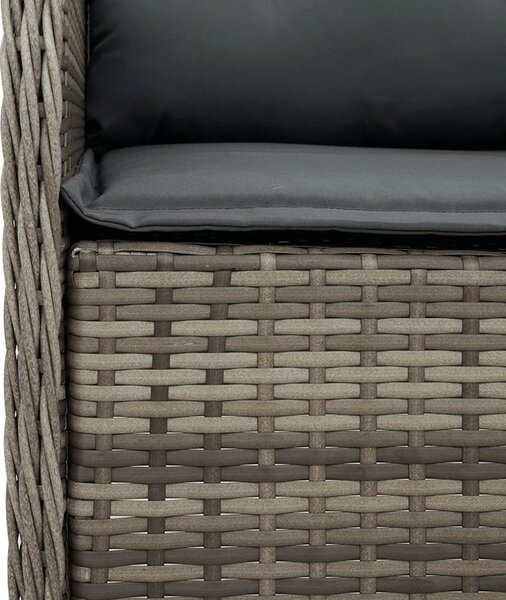 9 részes szürke polyrattan kerti étkezőgarnitúra párnával