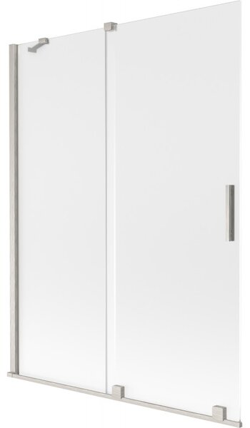 Mexen Velar, 2 szárnyas eltolható kádparaván 130 x 150 cm, 8 mm-es mattüveg, csiszolt acél, 896-130-000-31-97