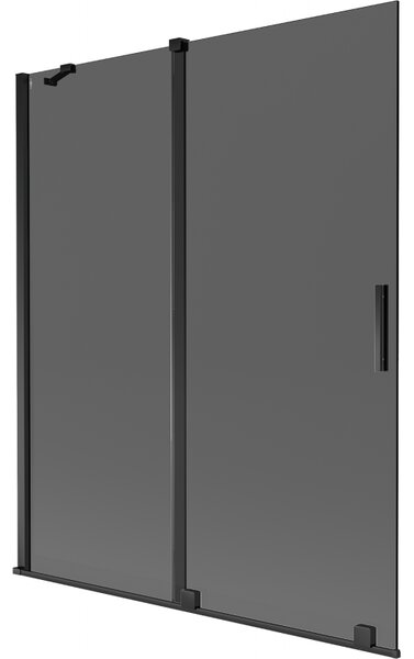 Mexen Velar, 2 szárnyas eltolható kádparaván 140 x 150 cm, 8mm szürke üveg, fekete matt, 896-140-000-41-70