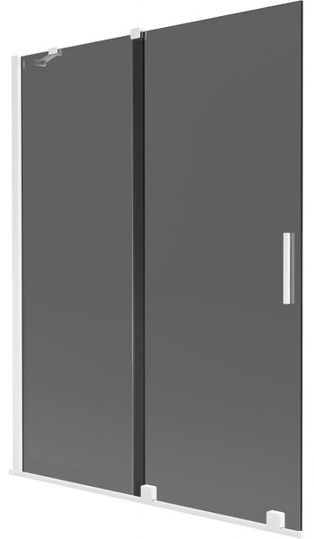 Mexen Velar, 2 szárnyas eltolható kádparaván 130 x 150 cm, 8mm szürke üveg, fehér matt, 896-130-000-41-20