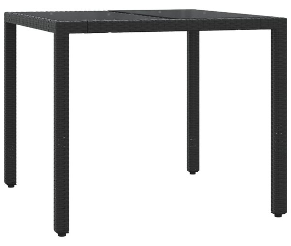 3 részes fekete polyrattan kerti étkezőgarnitúra párnákkal