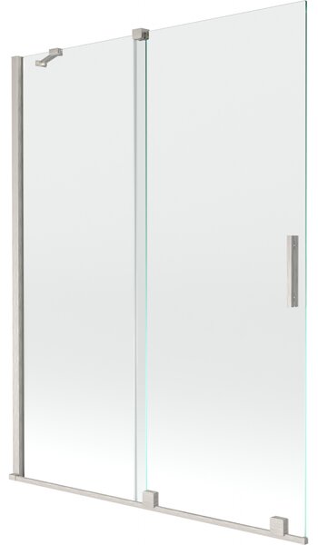 Mexen Velar, 2 szárnyas eltolható kádparaván 130 x 150 cm, 8mm átlátszó üveg, csiszolt acél, 896-130-000-01-97