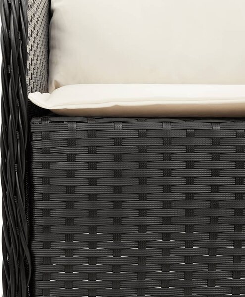 5 részes fekete polyrattan kerti étkezőgarnitúra párnákkal