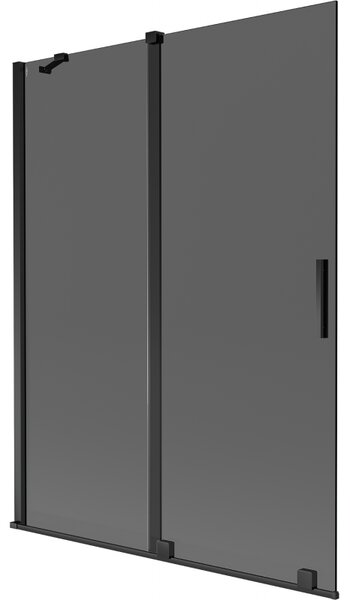 Mexen Velar, 2 szárnyas eltolható kádparaván 130 x 150 cm, 8mm szürke üveg, fekete matt, 896-130-000-41-70