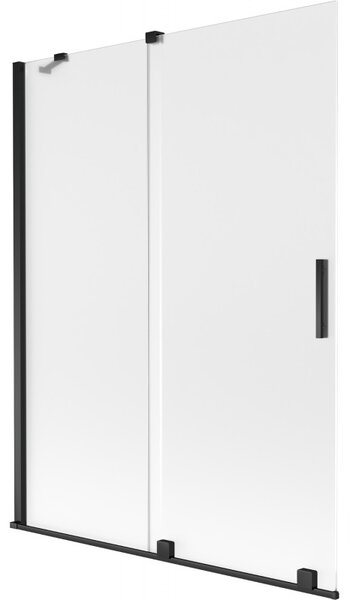 Mexen Velar, 2 szárnyas eltolható kádparaván 130 x 150 cm, 8 mm-es mattüveg, fekete matt, 896-130-000-31-70