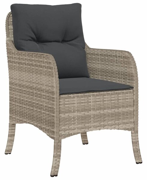5részes világosszürke polyrattan kerti étkezőgarnitúra párnával
