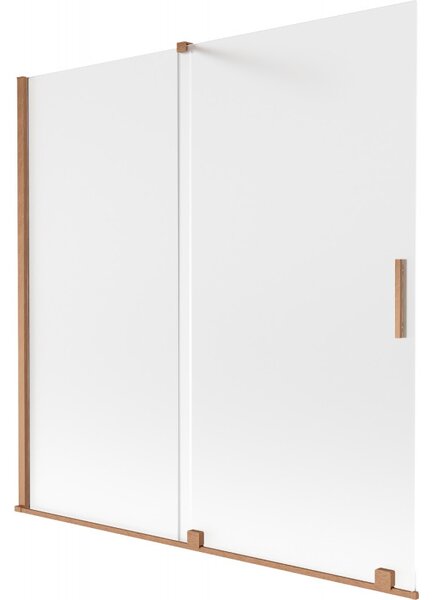 Mexen Velar, 2 szárnyas eltolható kádparaván 160 x 150 cm, 8 mm-es mattüveg, rézmatt, 896-160-000-31-65