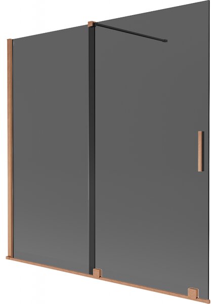 Mexen Velar, 2 szárnyas eltolható kádparaván 160 x 150 cm, 8mm szürke üveg, rézmatt, 896-160-000-41-65