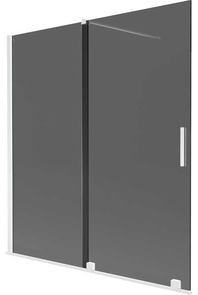 Mexen Velar, 2 szárnyas eltolható kádparaván 150 x 150 cm, 8mm szürke üveg, fehér matt, 896-150-000-41-20