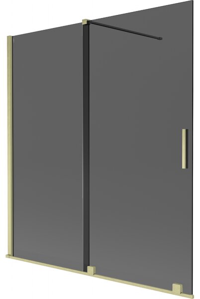 Mexen Velar, 2 szárnyas eltolható kádparaván 150 x 150 cm, 8mm szürke üveg, arany matt, 896-150-000-41-55