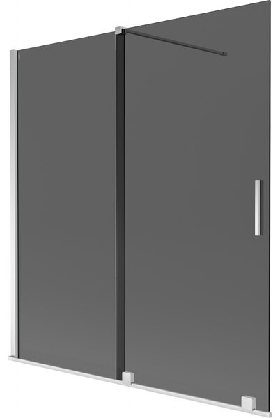 Mexen Velar, 2 szárnyas eltolható kádparaván 150 x 150 cm, 8mm szürke üveg, króm, 896-150-000-41-01