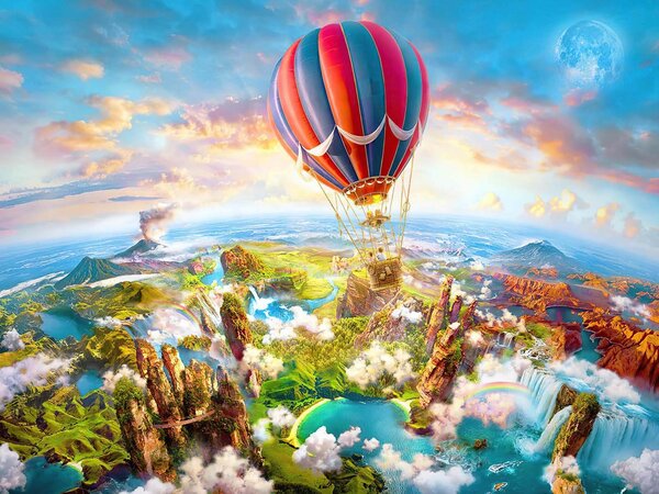 Fotótapéta Hőlégballon a táj felett, Léggömbös fotótapéta, Népszerű fotótapéta, u62124 - Tapeko.hu