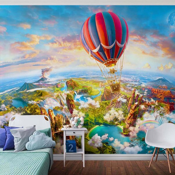 Fotótapéta Hőlégballon a táj felett, Léggömbös fotótapéta, Népszerű fotótapéta, u62124 - Tapeko.hu