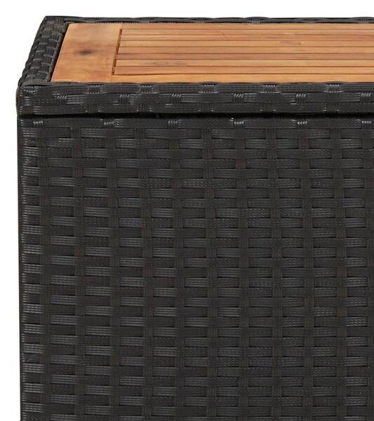 3 részes fekete polyrattan kerti étkezőgarnitúra párnákkal