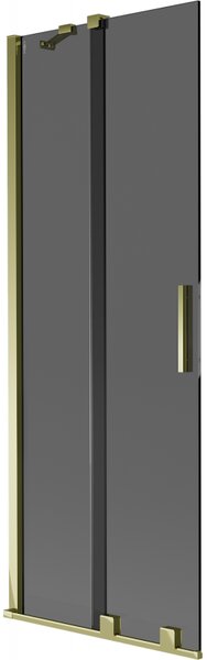 Mexen Velar, 2 szárnyas eltolható kádparaván 70 x 150 cm, 8mm szürke üveg, arany fényes, 896-070-000-41-50