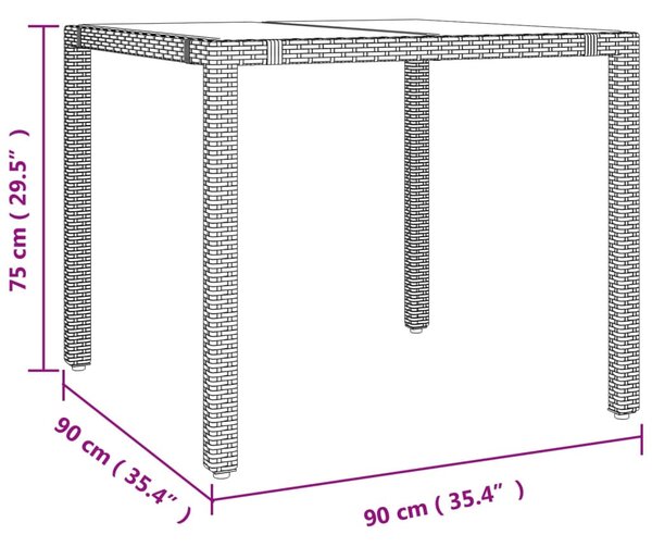 5 részes fekete polyrattan kerti étkezőgarnitúra párnákkal
