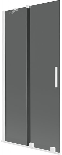 Mexen Velar, 2 szárnyas eltolható kádparaván 90 x 150 cm, 8mm szürke üveg, fehér matt, 896-090-000-41-20