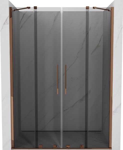 Mexen Velar Duo, tolózuhanyajtó nyitáshoz 140 cm, 8mm szürke üveg, rózsaszín arany, 871-140-000-42-60