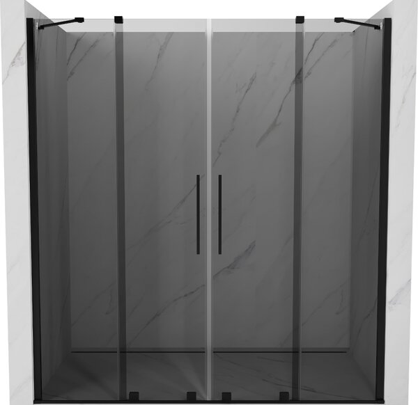 Mexen Velar Duo, tolózuhanyajtó nyitáshoz 170 cm, 8mm szürke üveg, fekete matt, 871-170-000-42-70