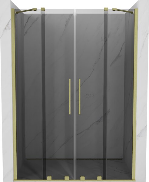 Mexen Velar Duo, tolózuhanyajtó nyitáshoz 140 cm, 8mm szürke üveg, arany matt, 871-140-000-42-55