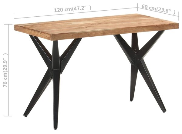 VidaXL tömör akácfa étkezőasztal 120 x 60 x 76 cm