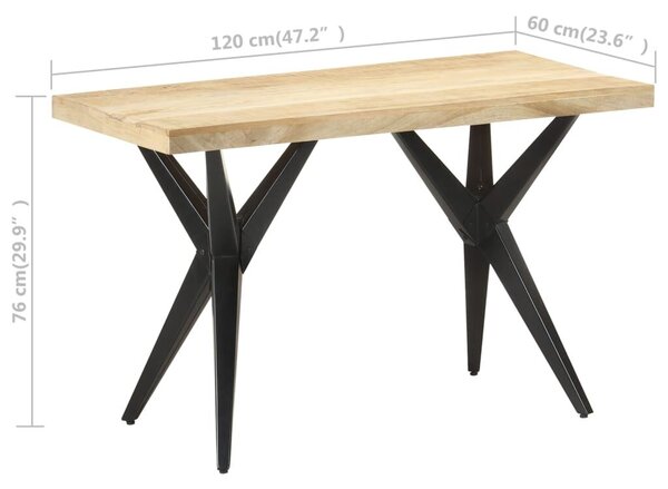 VidaXL tömör mangófa étkezőasztal 120 x 60 x 76 cm
